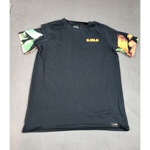 Nike Lebron James Shirt Men XL Black Tropical Crew Neck Lightweight Outdoor Hoo